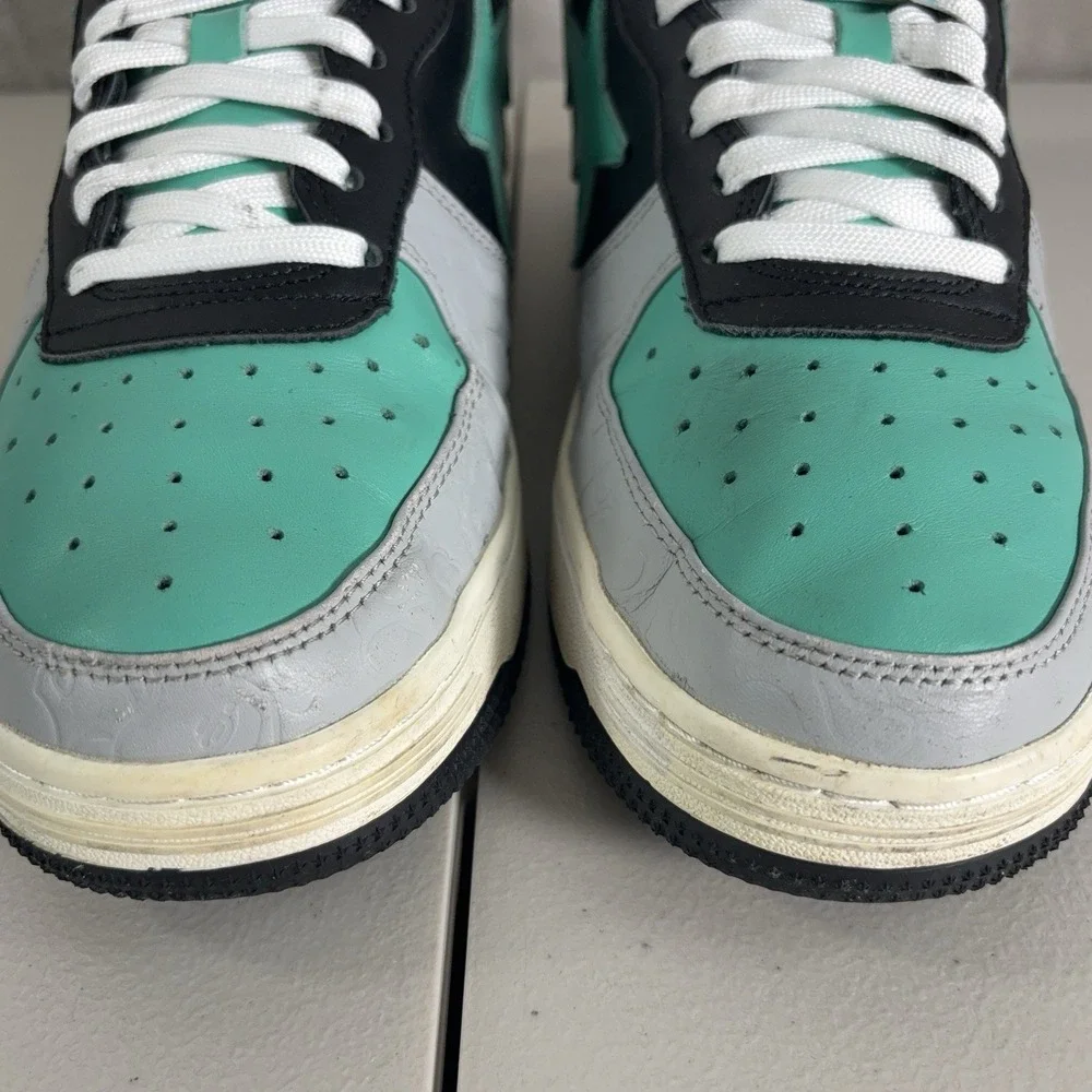 A Bathing Ape BAPE Bapesta M2 Low Mens 9 Green Black Shark Face Sneakers